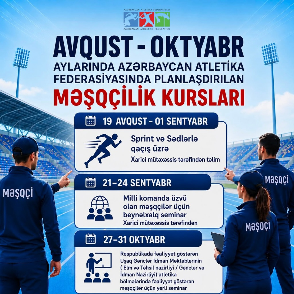 Azərbaycan Atletika Federasiyasında məşqçilik kursları keçiriləcək.