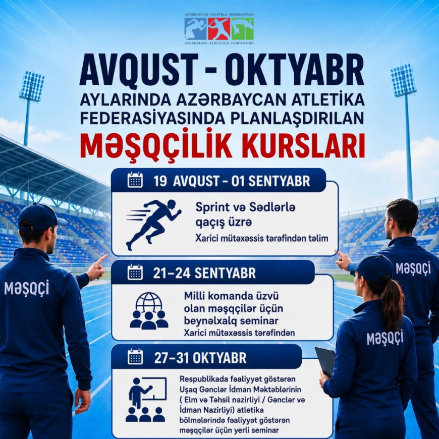 Azərbaycan Atletika Federasiyasında məşqçilik kursları keçiriləcək.